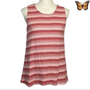 COIN 1804 Striped Sleeveless Top Button Back Size Large